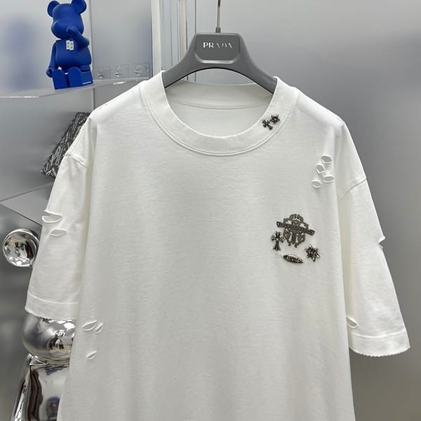 大人気!クロムハーツ コピー カラーブロック クロスレザー 半袖Tシャツ Kun81348